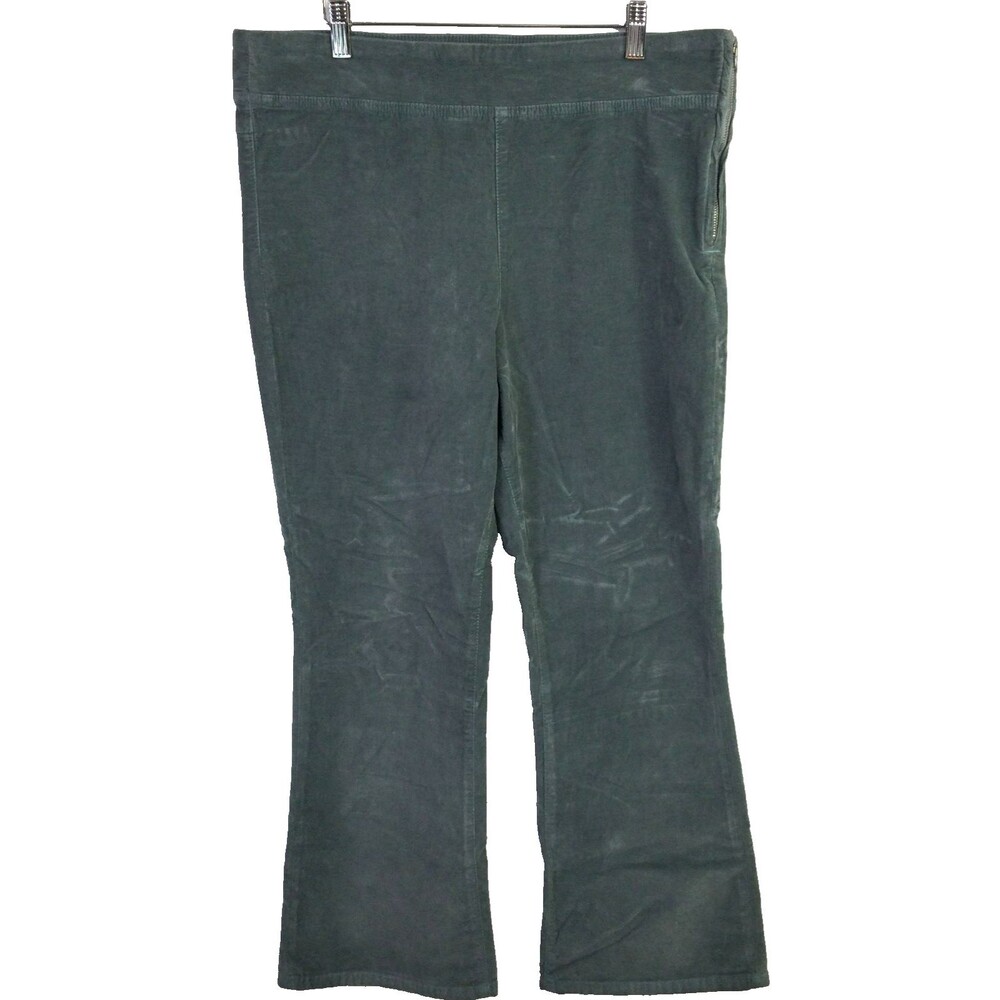 Free People Womens In My Feelings Velvet Crop Slim Flare Pants Green Size Large